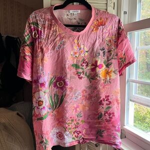 Johnny Was Pink Floral Pajama Set